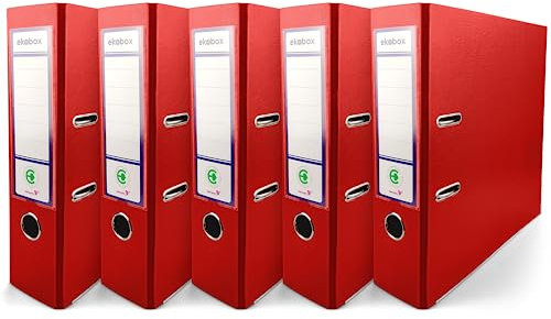 Netuno 5x Akten-Ordner rot DIN A4 2-Ring-Mechanik Ringorder a4 8cm Kunststoff Ordner a4 breit Büroordner Plastikordner Briefordner din a4 Ringmappe breiter Aktenordner 5er pack