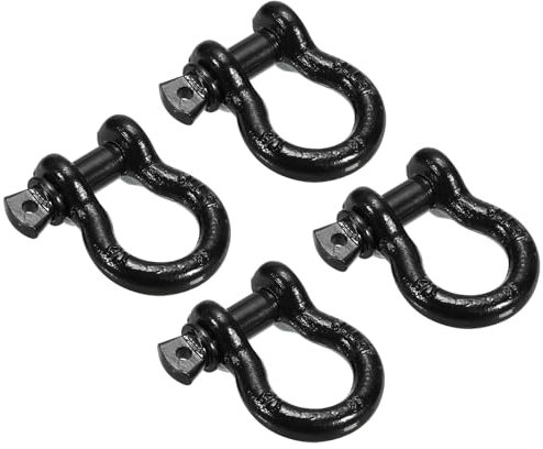 PATIKIL Screw Pin Shackle 1/2 x 4409lbs, 4 Pack Carbon Steel D Ring Shackle for Towing Rigging, Black