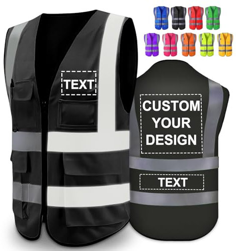 Greaxid Personalisierbar Sicherheitsweste für Herren Damen Hohe Sichtbarkei Reflektierende Schützende Arbeitskleidung für Bau Outdoor, S ~ 5XL