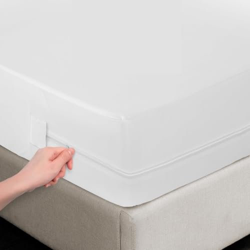 BlissLo Waterproof Mattress Encasement Queen Size - 160x190+30 cm, Zipped Mattress Protector Hypoallergenic, Dust Mite, Bed Bug Proof, Anti-Allergy, Noiseless Queen Size Mattress Cover