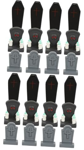 Cabilock 2 Juegos De Adornos De Paisaje De Halloween Lápida De Cementerio Piedras De Tumba Decoración De Cementerio Decoraciones De Resina Modelo De Ataúd De Fiesta Decoración De Piedra De