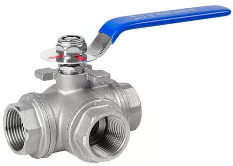 Válvula de bola de acero inoxidable 304 de 3 vías tipo L de AUNANGLJSCS, plateada, roscada de 1/4 a 2 (DN32)