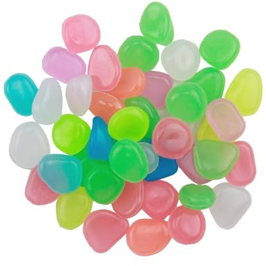 Pietre Luminose da Giardino 300 PCS, Sassi da Giardino, Decorative Sassi Luminosi, Brillanti Ciottoli, Pietre Luminosi per Acquario Prati Terrazza, Sassi Decorativi per Vasi, Pietra Luminosa, Colorati