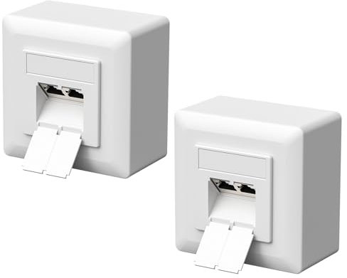 FGB 2X CAT6a Universal Netzwerkdose Anschlussdose Datendose Netzwerkbuchse 2 Port RJ45 Geschirmt Aufputz Oder Unterputz 10 Gigabit Ethernet Netzwerk LAN Dose Für Netzwerkkabel Verlegekabel Weiß