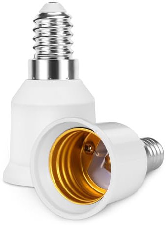 AUAUY E14 auf E27 Sockel Adapter Konverter, kleine Schraube auf Schraube Edison-Glühbirnen-Konverteradapter, SES auf ES-Adapter für Glühlampen, LED-Lampen, 2er-Pack