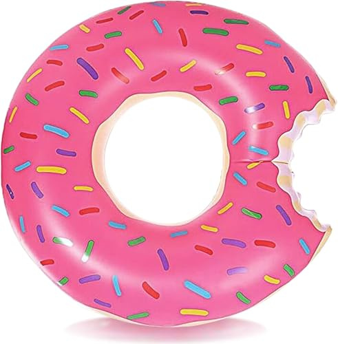 Ciambella Gonfiabile Donut XXL 120 cm per Adulti – Galleggiante Piscina Design con Effetto Morso, Salvagente Resistente per Mare, Piscina e Lago, Accessorio Estate Divertente – Aquadelos