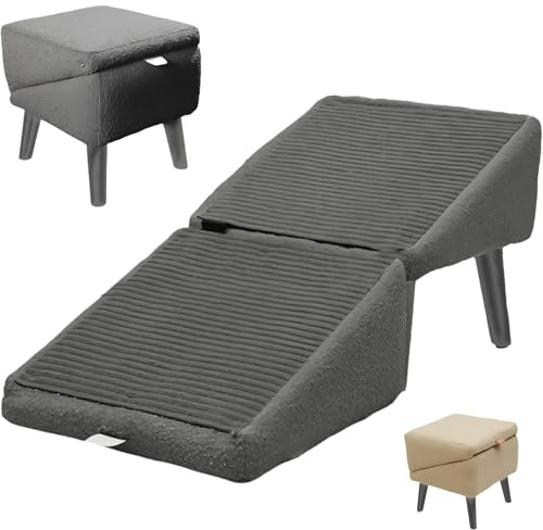 Rampa per animali domestici, pieghevole, non scivolosa per cani di piccola taglia e gatti, gradini per cani leggeri e pieghevoli, per letto a soppalco e divano Pet Ramp (grigio, M)