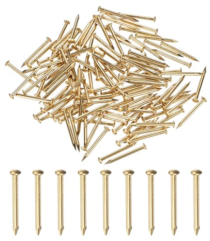M METERXITY 100-Pack Small Tiny Nails, 2mm x 25mm Brass Precision MIni Nails Hardware Round Head for Wooden/DIY Crafts Decorative/Household Accessories/Picture Hanging