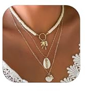 RadiVibe Starfish Necklace for Women Summer Beach Essentials Dresses Boho Necklace Gold Shell Charm Necklaces Starfish Earrings Jewelry Holiday Jewellery for Women