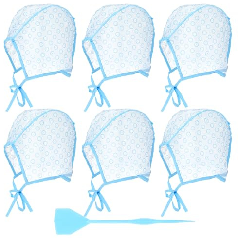 Highlighting Kit, 6Pcs Highlighting Cap with 6Pcs Hair Needles Crochet Hooks Salon Hair Coloring Dye Caps Frosting Cap for Salon DIY Hairs Dyeing Hairdressing