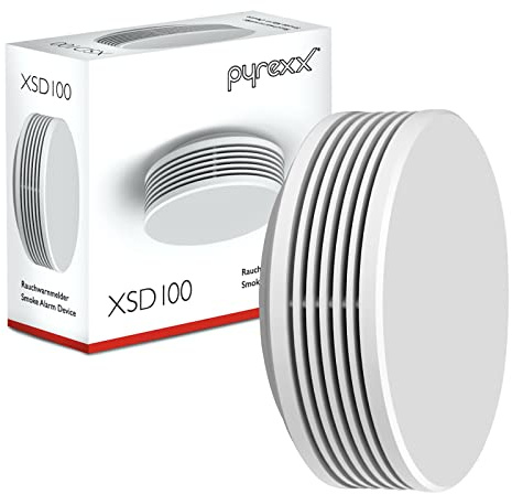 Pyrexx XSD100 Rauchwarnmelder - 1 Stück - 10 Jahre Batterie mit Magnet-Halterung ohne Bohren und LED-Blinken, Zertifiziert nach Q-Label, Weiß