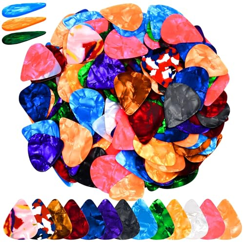 160 pcs 0.46mm/0.71mm/0.96mm Random Color Celluloid Guitar Picks for Bass Electric Acoustic Guitars