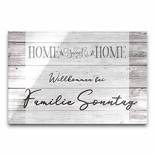 Edles Türschild mit Namen für die Haustür | Namensschild Briefkasten-Schild selbstklebend oder mit Bohrlöcher Klingelschild mit kratzfestem UV Druck | Größen ab 9x6 cm bunte Türschilder