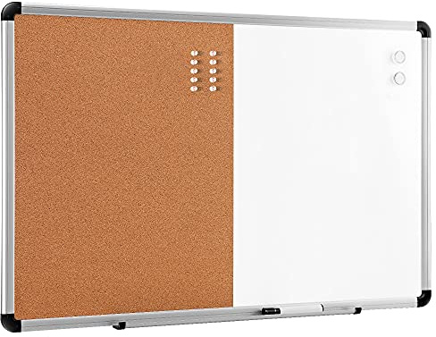 Amazon Basics Magnetic Dry Erase Whiteboard & Cork Board Combo, Wall Mounted for Home, Office and Classroom, Aluminum Frame, 36 x 24, White/Yellow