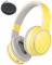 Rockpapa E9 Kids Bluetooth Headphones, Kids Wireless Headphones Over Ear, Hi-Fi Stereo Foldable Wireless Wired Headphones with Mic for School Travel Tablet PC TV (Yellow Grey)