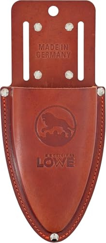 Original LÖWE Custodia in pelle premium – 9809 | Marsupio marrone per cesoie da giardino con clip per cintura o tasca dei pantaloni | Made in Germany | 100% vera pelle