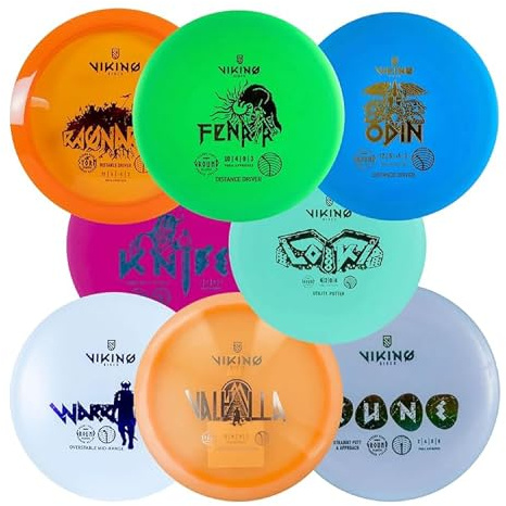 Viking Discs Conqueror Disc Golf Set - 8 Disc Golf Discs for Any Distance, PDGA Approved - Putter, Mid-Range, Fairway Driver, Distance Driver - Disc Set for Beginners and Professionals