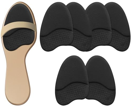 Beautulip Metatarsal Pads for Women, Anti-Sliding Pads for Open Toe Shoes, Ball of Foot Cushions, Shoe Filler, Reduce Foot Slip 3-Pair (Black)