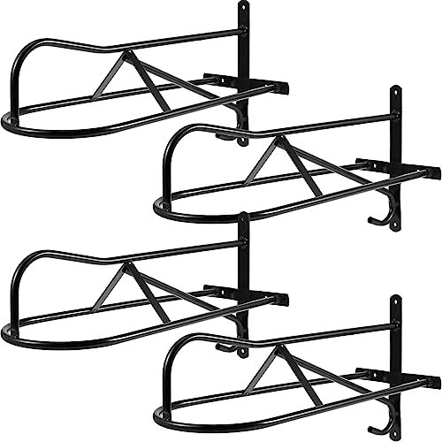 Paterr 4 Sets Saddle Rack Wall Mounted Black Holder for Western Saddles
