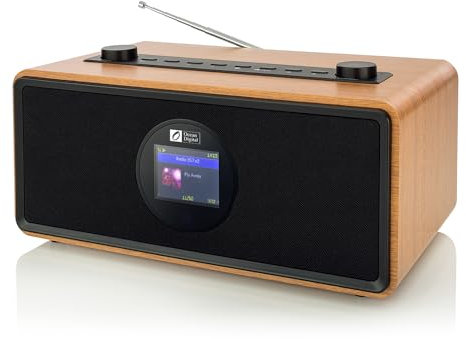 Ocean Digital WR-860 FM Wi-Fi Internet Radio with Stereo Speakers, Alarm Clock, Sleep Timer, Line Out, Aux in, Stress Relief, Relaxation and Sleep Aid, 2.4 Color
