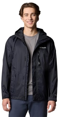 Columbia Herren Pouring Adventure Jacket Wasserdichte Regenjacke, Schwarz, XL EU