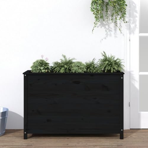 ARKEM Hochbeet Schwarz 119,5x40x78 cm Massivholz Kiefer Raised Garden Bed Erdsieb FüR Garten