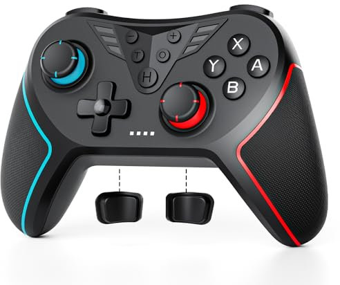 LATEC Controller per Switch/Switch 2, Controller Switch Wireless per Switch Lite con Joystick Hall/Pulsante Programmabile/ASSE Giroscopico/Vibrazione Regolabile/Funzione Turbo/Cattura Schermo,Nero