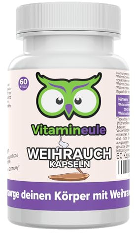 Weihrauch Kapseln - hochdosiert 440 mg Extrakt (308 mg Boswelliasäure) - bioaktiv & vegan - Produktion in Deutschland - ohne Zusatzstoffe & laborgeprüft - Kapseln statt Tabletten - Vitamineule®