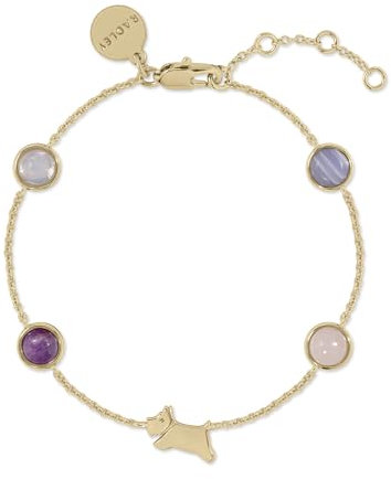 RADLEY 18ct Gold Plated Multi Stone Jumping Dog Charm Bracelet