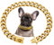 Kettenhalsband Hund, Goldenes Hundehalsband Kette Mit Metallkette, 15mm Breite Cuban Dog Collar, Rostfreier Stahl Halskette Hund mit Schnalle Für Kleine Mittlere Und Große Hunde (45cm)