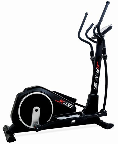 JK Fitness JK 418 Ellittica Elettromagnetica – Display LCD, 16 Livelli di Resistenza, Programmi Cardio Preimpostati, Peso Massimo 120 kg, Macchina per l'allenamento Cardio Ellittico