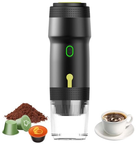 Umisu Machine à Cafe Portable, 3 en 1 cafetière portable électrique à batterie, Cafetières Expresso à Capsules, machine a espresso pour camping Bureau Voyage Camping Maison (Noire)