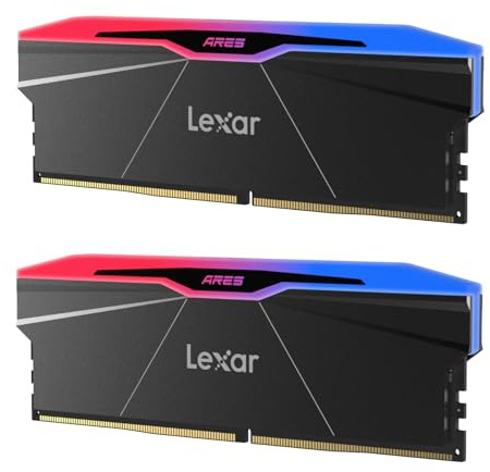 Lexar ARES Gen2 RGB DDR5 RAM 32GB Kit (2x16GB) 6400MHz CL32, DRAM UDIMM 288-Pin Memoria Desktop, Memoria da gioco, PC Memorie per Intel XMP 3.0/AMD EXPO/CL32-38-38-76/1,4V