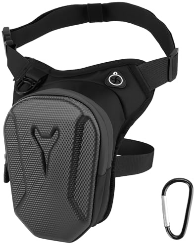 Vylyciy Bolsa de Pierna para Moto, EVA Riñonera Moto con 2 Mosquetón, Impermeable Riñoneras Pierna para Hombre y Mujer, Bolsa Pierna Moto Hombre para Ciclismo, Pesca, Camping, Senderismo