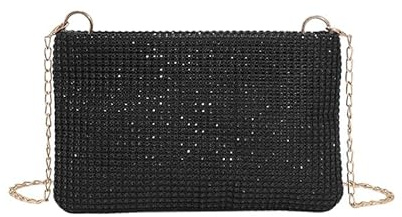 Women's Shiny Evening Clutch Bag,Sparkly Chain Handbag,Party Shiny Rhinestone Wallet,Suitable for Dances,Weddings,Engagements,Cocktail Parties and Banquets (black)