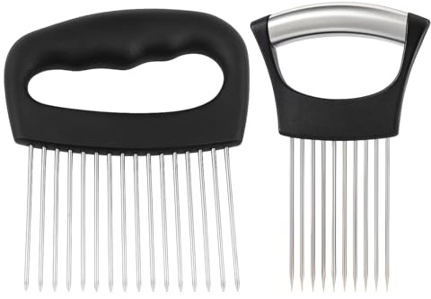 Onion Slicer, Onion Chopper, Onion Holder for Slicing, Kitchen Gadgets, Vegetables, Onion Cutter, Includes 2 Pins, Black, Compact Design