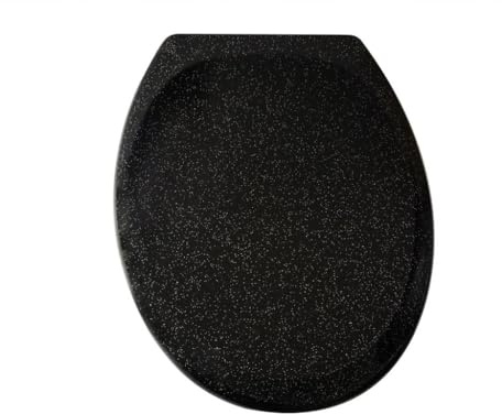 Toilet Seat WC Black Glitter Design – Soft Close, Durable Gloss Finish, Easy Clean Quick Release Hinges, Stylish Bathroom