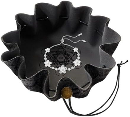 Plateau à dés, sac de rangement pliable, tapis à dés avec cordon de serrage, matériau en cuir synthétique, accessoire, plateau facile à transporter pour pièces de monnaie, clés, petits objets, joueurs