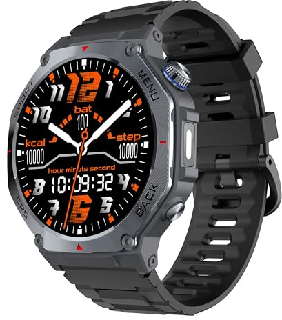 Reloj Inteligente Hombre con GPS, 1.43 AMOLED Militar Smartwatch con Llamadas Bluetooth/Podómetro/Monitoreo de Sueño/Pulsómetro/SpO2, 5ATM smart watch 160+ Deportes Pulsera Actividad para Android iOS