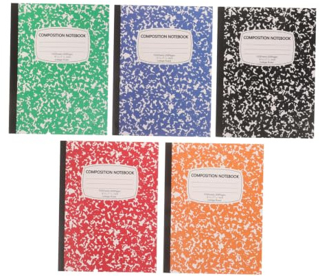 WESIEVYA 5-Pack Bredlinjerad Anteckningsbok med Tjocka Pärm Bärbar Skrivjournal för Daglig Anteckning i och Kontoret