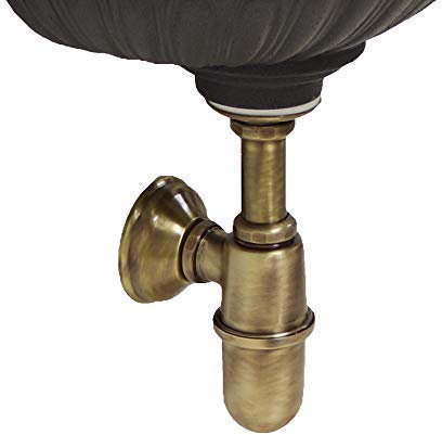FONDERIA BONGIOVANNI | Siphon für Gartenbrunnen | Siphon aus bronziertem Messing | mit Ablaufgarnitur 1 | für Brunnen | Wanne Waschbecken | Brunnenablauf