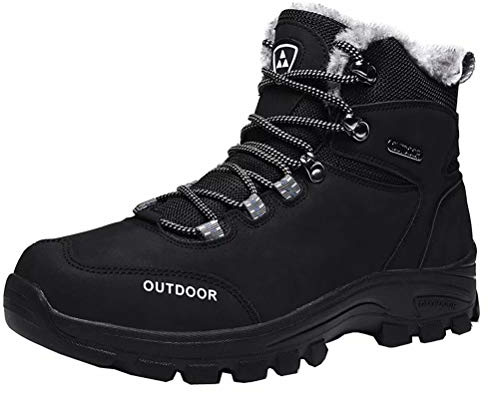 Botas De Invierno Hombre Botas De Nieve Impermeables Botas De Senderismo Cálidas Botas De Trekking Antideslizantes Negro 46