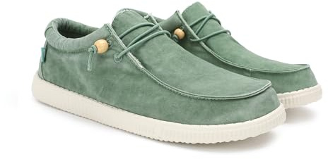 WALK IN PITAS | WP150 WALLABI Washed | Mocasines de Hombre | Náuticos Casual | Zapatillas de Tela | Zapatos sin Cordones | Deportivas Casuales | Calzado de Walkinpitas | Verde Menta 43