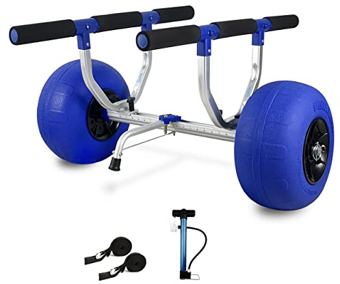 Codinter Kayak Cart, Heavy-Duty Kayak Beach Dolly with 12 Inch Big Balloon Wheels for Sand Transport Haul Large Kayaks, Canoes & SUP - Width Adjustable