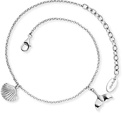 Engelsrufer Damen Fußkettchen Aloha aus Sterling Silber mit Muschel und Flossen Anhänger - Karabinerverschluss - in der Länge verstellbar - nickelfrei