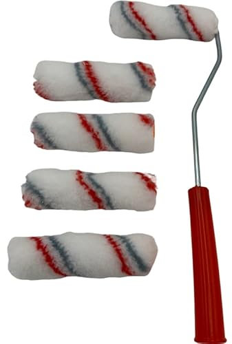 TIJAR® Pack of 5 Paint Roller Set, High Performance Mohair 4 (100mm) Decorating & Painting Mini Roller Sleeves Ideal for Varnish, Gloss, Satin finishes (5)