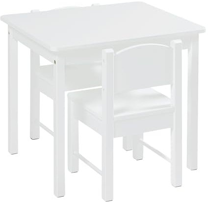 Panana Table pour enfant avec 2 chaises en MDF pour enfants, tout-petits, préscolaires, filles et garçons (blanc)