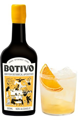 Botivo Non-Alcoholic Aperitif, British Botanical Aperitivo with Bittersweet & Citrus Notes, Handcrafted & British Apple Cider Vinegar Base, 500ml, 20 Servings, Serve with Soda & Squeezed Orange Wedge