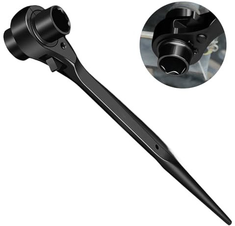 HOMURY Llave de Carraca para Andamios 19/22 mm, Derecha e Izquierda, Conmutable, Multifunción, Llave de Podger, CR-V Con Superficie Cromada