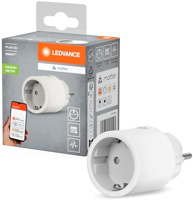 LEDVANCE SMART+ Indoor Plug, Smarte Steckdose mit Matter over WiFi, zur Einbindung konventioneller Geräte ins Smart Home, kompatibel mit Alexa, Google & Apple, misst&spart Stromverbrauch, weiss,1-Pack